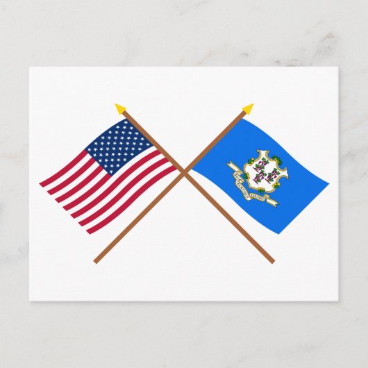 Grenzflaggen zwischen den USA und Connecticut Postkarte (Vorderseite)