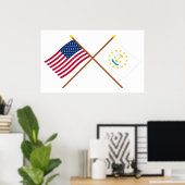 Grenzflaggen zwischen den USA und Rhode Poster (Heimbüro)