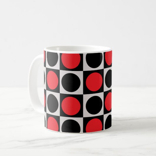 Grenzförmige rote Polka-Punkte mit gekreuzter Geom Kaffeetasse (Vorderseite Links)