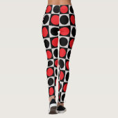 Grenzförmige rote Polka-Punkte mit gekreuzter Geom Leggings (Rückseite)