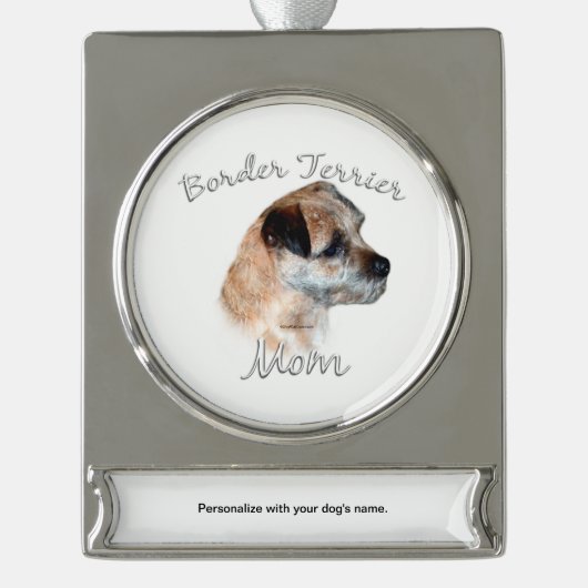 Grenzgebiet Terrier Mama 2 Banner-Ornament Silber (Vorderseite)