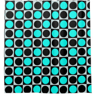 Grenzgezogene geometrische blaue Polka-Punkte Duschvorhang