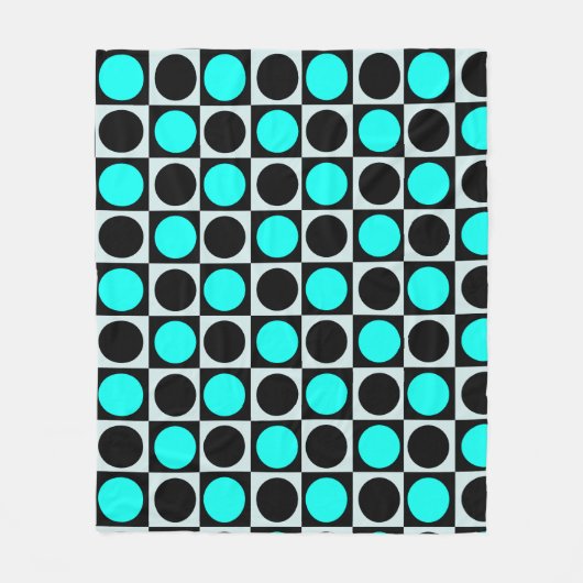 Grenzgezogene geometrische blaue Polka-Punkte Fleecedecke (Vorderseite)
