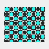 Grenzgezogene geometrische blaue Polka-Punkte Fleecedecke (Vorderseite (Horizontal))