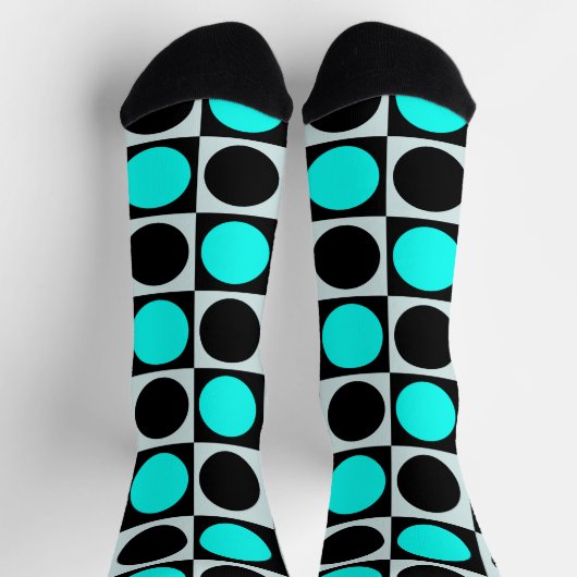 Grenzgezogene geometrische blaue Polka-Punkte Socken (Oben)