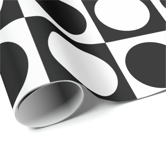 Grenzgezogene geometrische schwarze Polka-Punkte Geschenkpapier (Rolleneckpunkt)