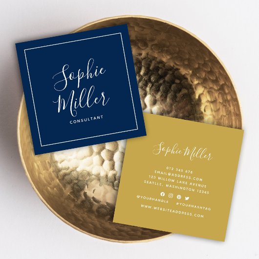 Grenzkalligrafie soziale Medien Editierbare Farbe Quadratische Visitenkarte