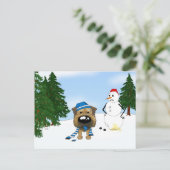 GrenzTerrier Winterlandschaft Postkarte (Stehend Vorderseite)