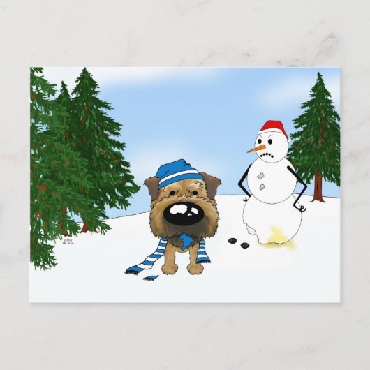 GrenzTerrier Winterlandschaft Postkarte (Vorderseite)