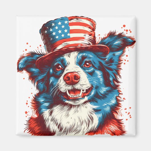 Grenzübergang mit amerikanischer Flagge Magnet (Vorne)