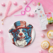 Grenzübergang mit amerikanischer Flagge Pappteller (Party)