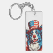 Grenzübergang mit amerikanischer Flagge Schlüsselanhänger (Vorderseite links)