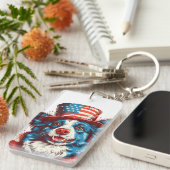 Grenzübergang mit amerikanischer Flagge Schlüsselanhänger (Vorderseite rechts)
