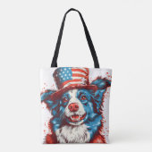 Grenzübergang mit amerikanischer Flagge Tasche (Rückseite)