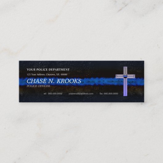 Grenzübergreifender Polizeibeamter Thin Blue Line Mini Visitenkarte (Vorderseite)
