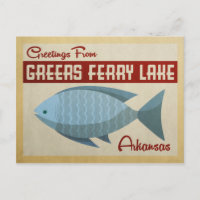 Grery Ferry Lake Fish Vintage Travel