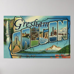 Gresham, Oregon - große Buchstabe-Szenen Poster