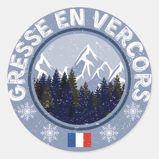Gresse in Vercors Skistation Runder Aufkleber (Vorderseite)