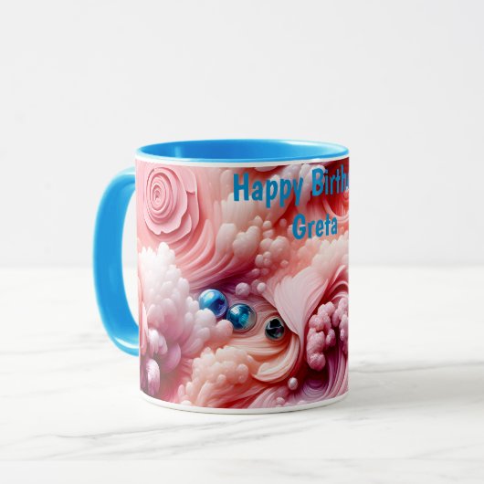 GRETA ~ Abstraktes Muster 3D ~ Pinks Tasse (Vorderseite Links)