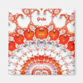 GRETA ~ Abstraktes Muster ~ Red Orange White~ Magnet (Vorne)