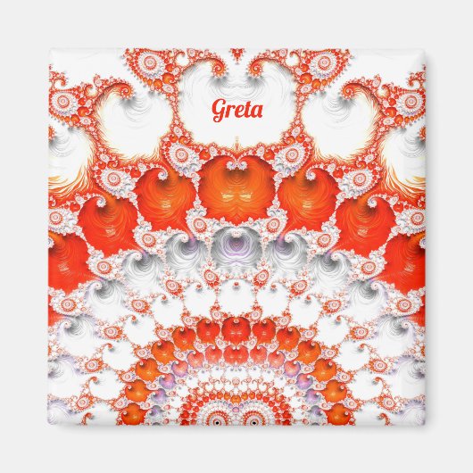 GRETA ~ Abstraktes Muster ~ Red Orange White~ Magnet (Vorne)