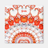 GRETA ~ Abstraktes Muster ~ Red Orange White~ Magnet (Vorne)