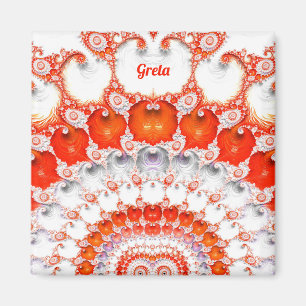 GRETA ~ Abstraktes Muster ~ Red Orange White~ Magnet