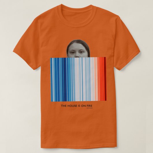 Greta Climate Erwärmung Stripes The House is on Fi T-Shirt (Design vorne)