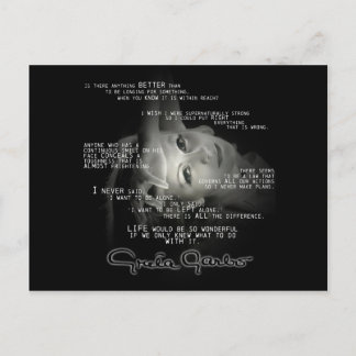 Greta Garbo Quote Post Card Postkarte