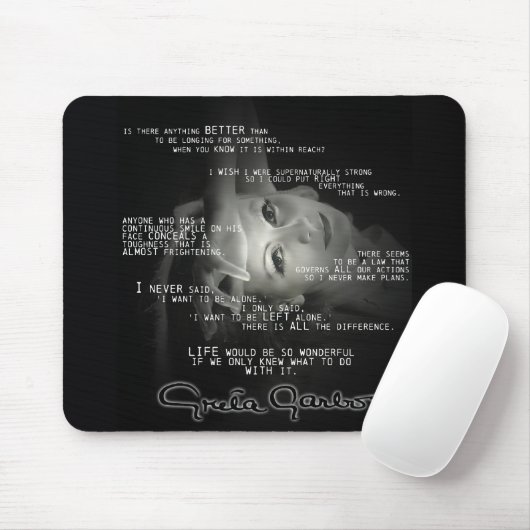 Greta Garbo-Zitat-Mausunterlage Mousepad (Mit Mouse)