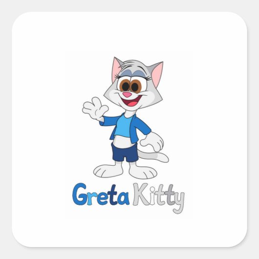Greta Kitty Quadratischer Aufkleber (Vorderseite)
