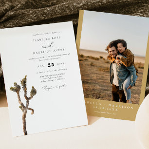 GRETA Watercolor Joshua Tree Foto Wedding Einladun Einladung