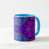 GRETA ~ Zany 3D ~ Blau, Grün und Lila Tasse (VorderseiteRechts)