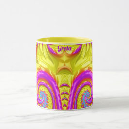 GRETA ~ Zany 3D ~ Lila rosa Gelb Tasse