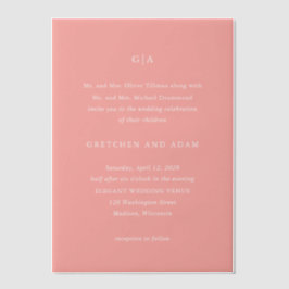 Gretchen Coral Pink Elegant Wedding Pergament Einladungen