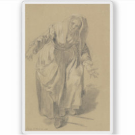 Greuze - Alte Frau mit ausgestreckten Waffen Aufkleber