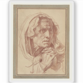 Greuze - Studie des Leiters einer alten Frau Aufkleber