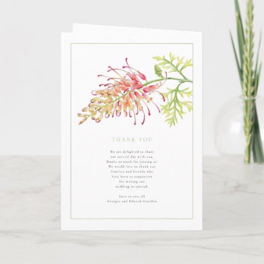 Grevillea Aquarell Blütengrün Hochzeit Programm (Rückseite)