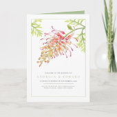 Grevillea Aquarell Blütengrün Hochzeit Programm (Vorderseite)