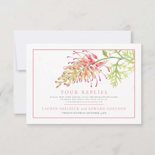Grevillea Aquarell Hochzeitsmöglichkeiten UAWG RSVP Karte (Rückseite)