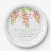 Grevillea Blume Aquarellfarben Hochzeitsgrün Pappteller (Vorderseite)