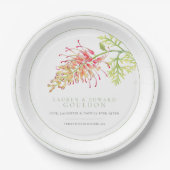 Grevillea Blume Aquarellfarben Hochzeitsgrün Pappteller (Vorderseite)