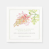 Grevillea Blume Aquarellfarben Hochzeitsgrün Serviette (Vorderseite)