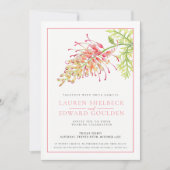Grevillea Blume Hochzeitskorallen Einladung (Vorderseite)
