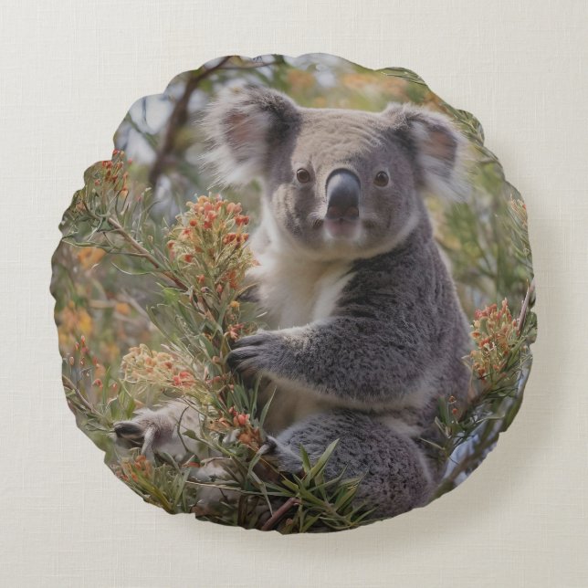 Grevillea Koala Bear, Rundes Kissen (Vorderseite)