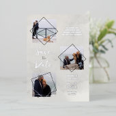 Grey 3 Multi Photos Collage Pet Dog Wedding idea Folieneinladung (Stehend vorne)