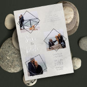 Grey 3 Multi Photos Collage Pet Dog Wedding idea Folieneinladung