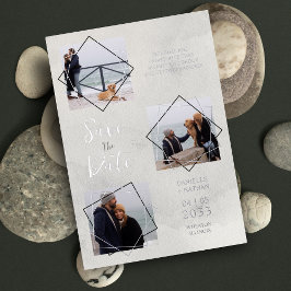 Grey 3 Multi Photos Collage Pet Dog Wedding idea Folieneinladung