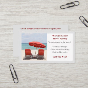 Grey Agent Travel Agency Red Beach Chairs Visitenkarte