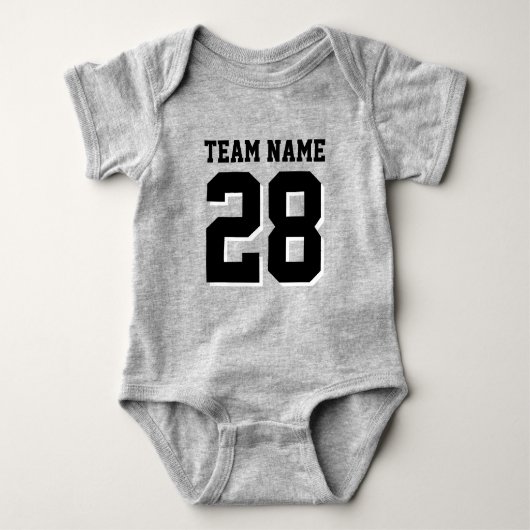 Grey and Black Football Jersey Sports Baby Romper Baby Strampler (Vorderseite)